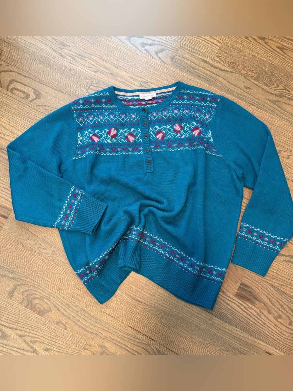 Nordic Fair Isle Sweater Size 3X Grannycore Cottagecore Hearts Knit VTG style